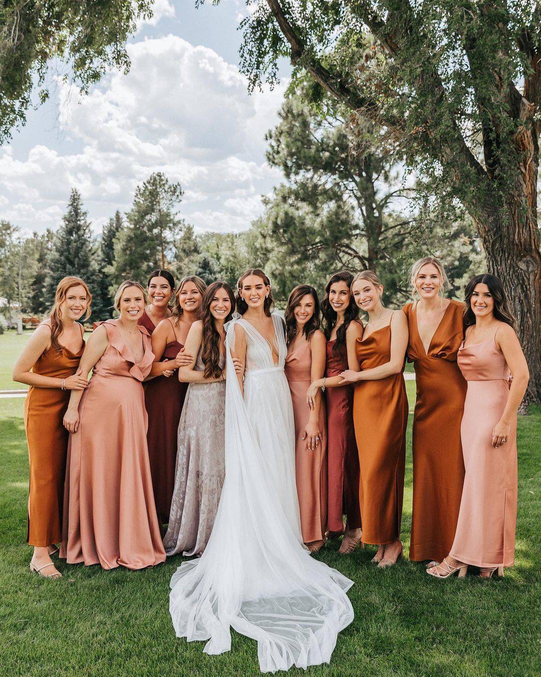 Mismatched Terracotta Bridesmaids Dresses