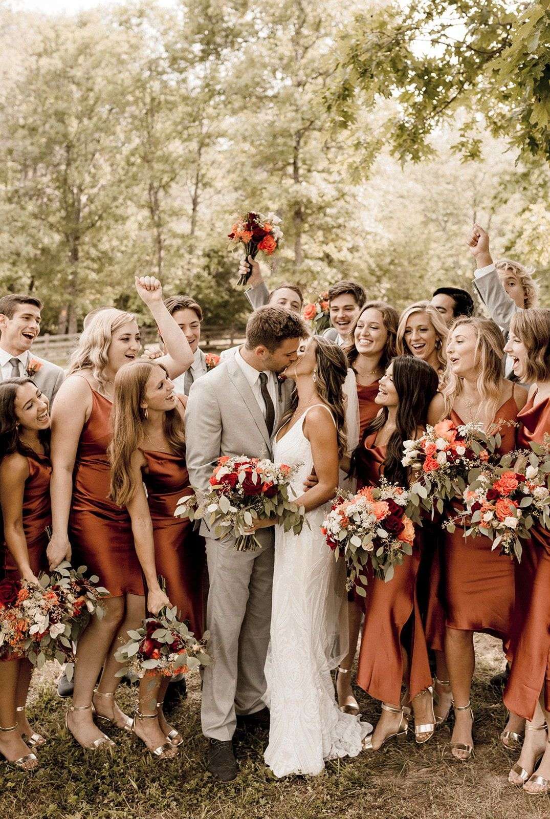 Satin Rust Terracotta Bridesmaids Dresses