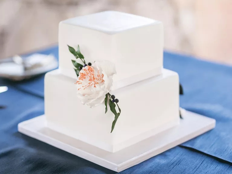 Simple 2 Tier Square Wedding Cakes