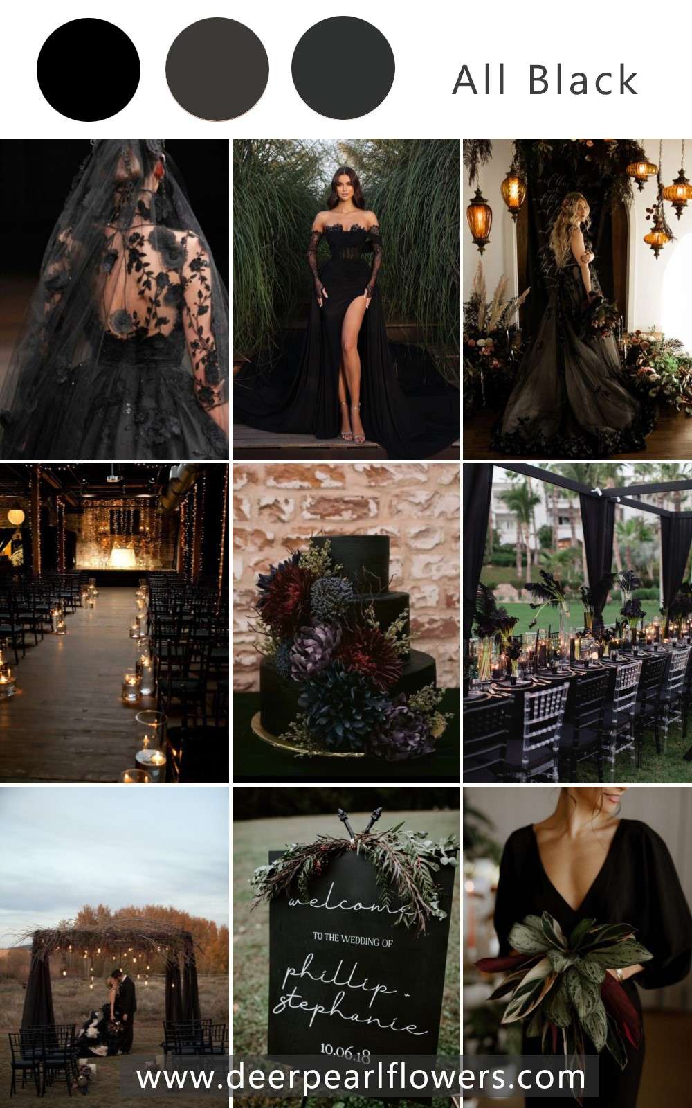 all black wedding theme color ideas