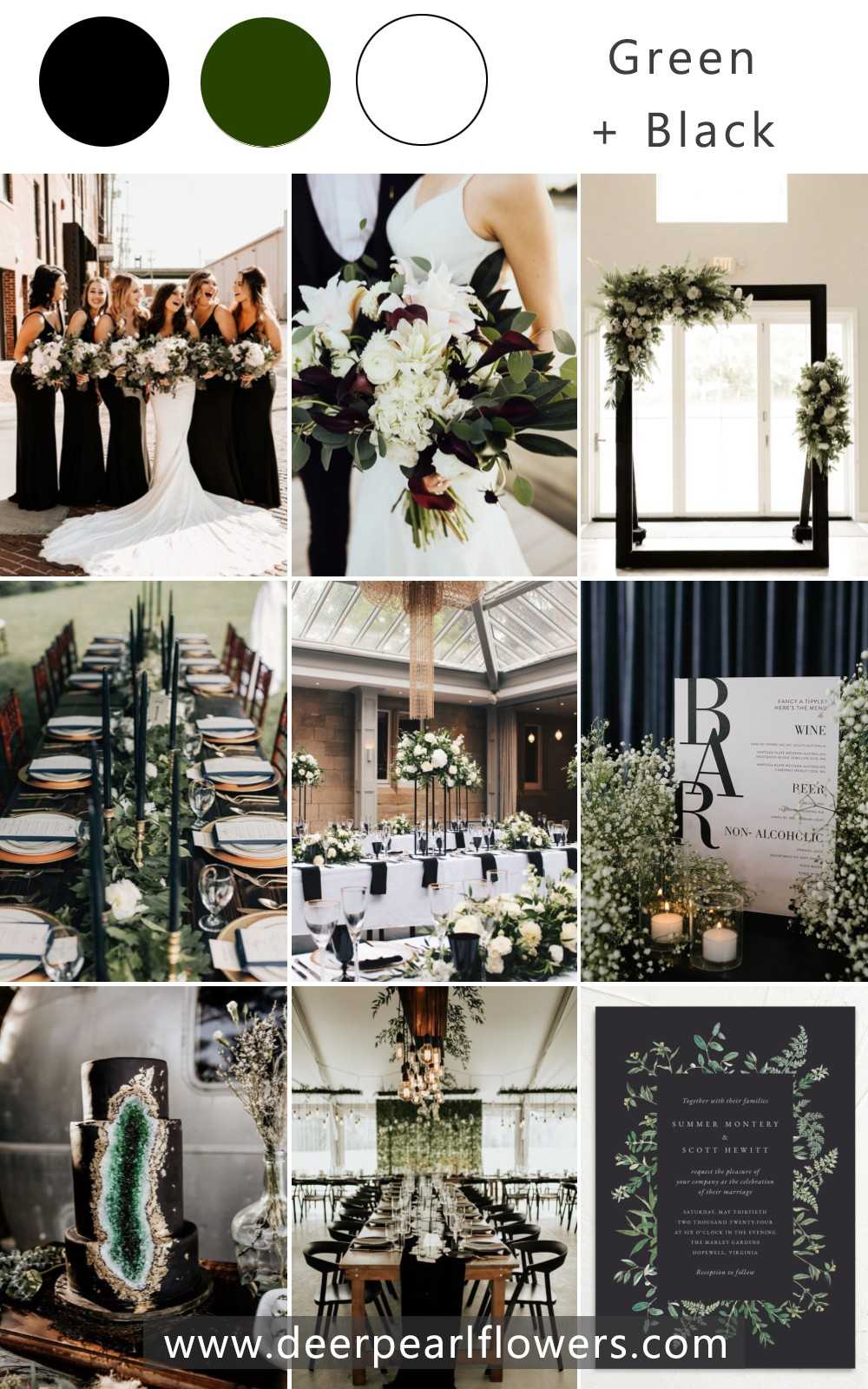 black and green wedding theme color idea