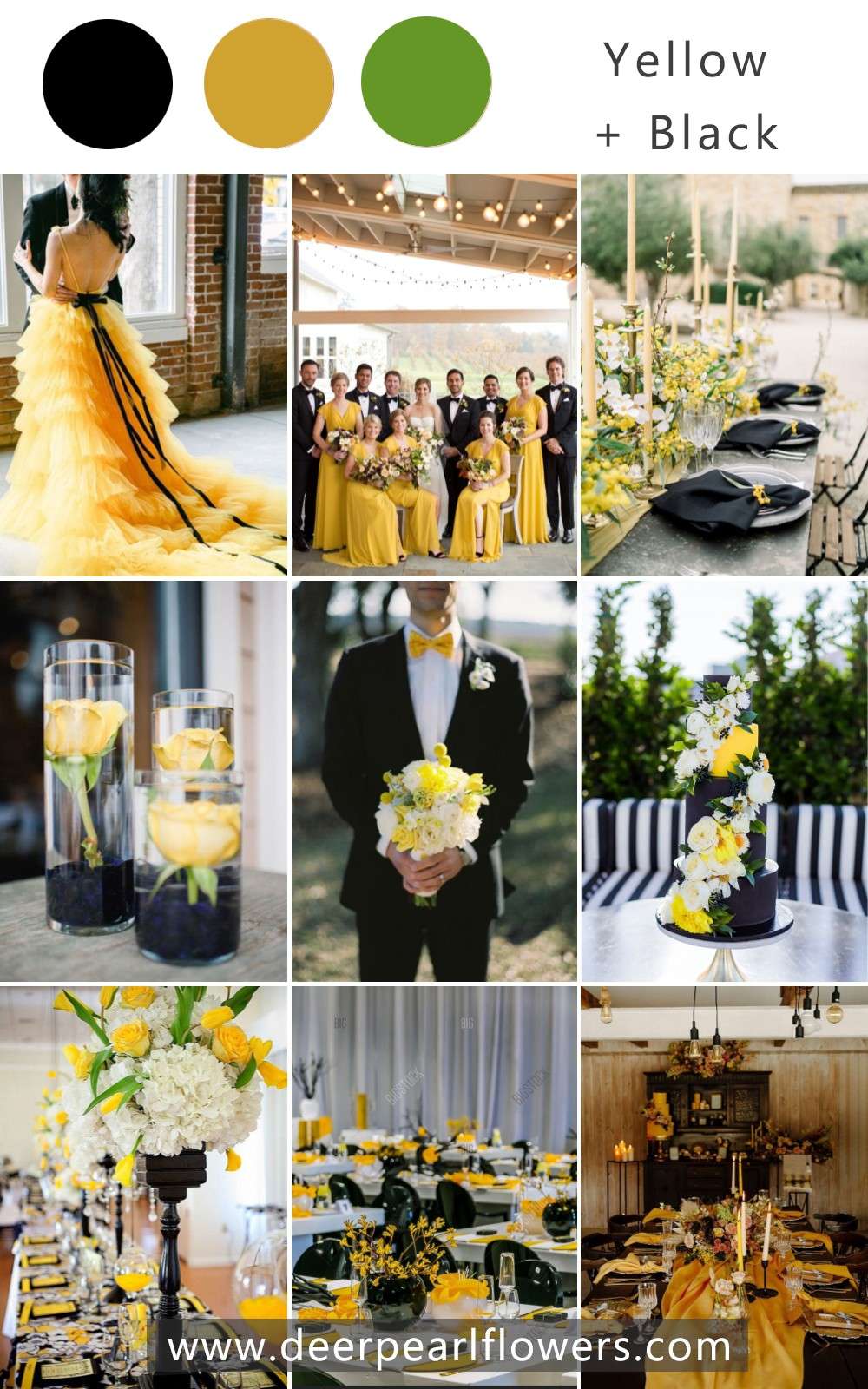 black and yellow wedding theme color idea
