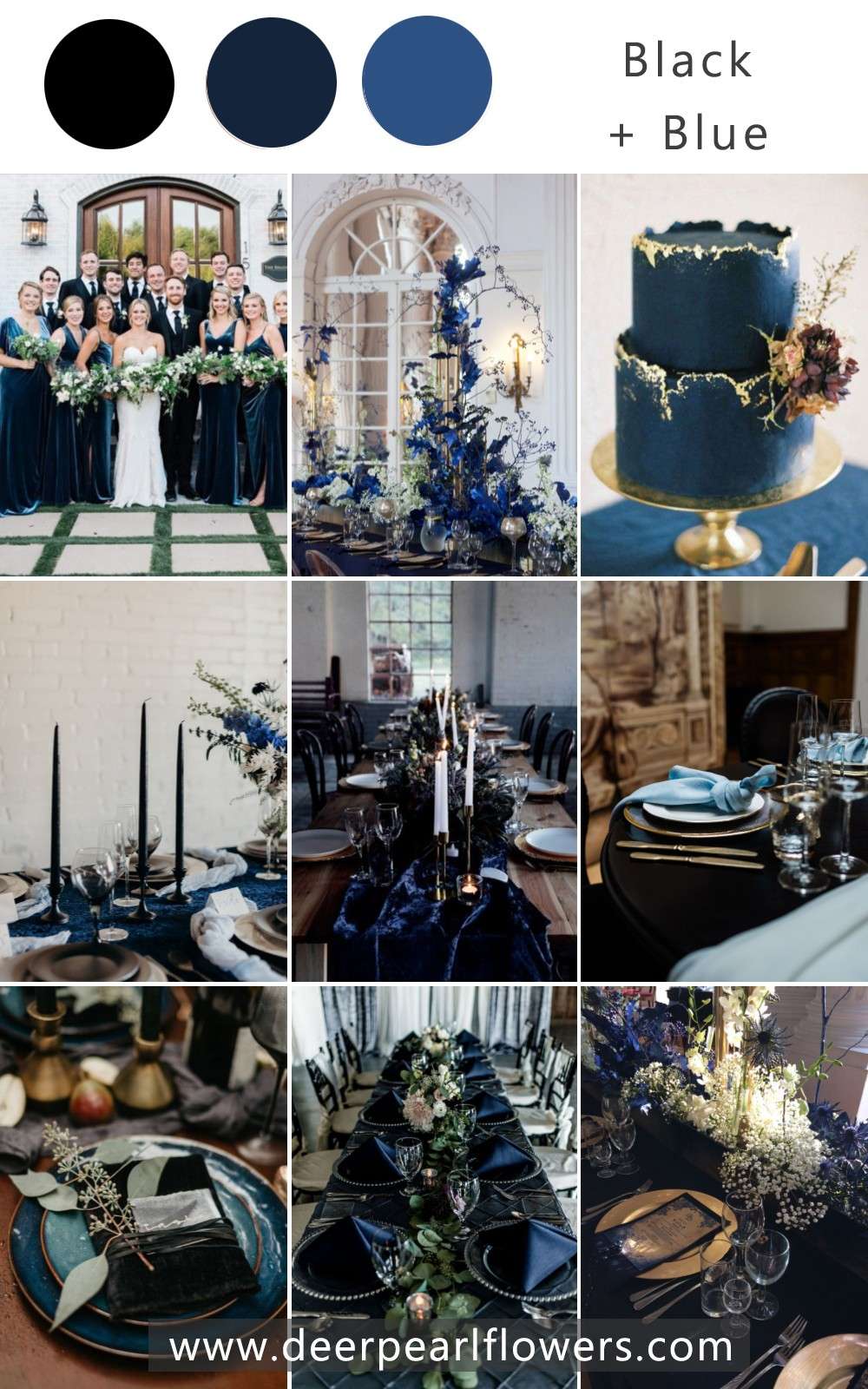 blue and black wedding theme color ideas