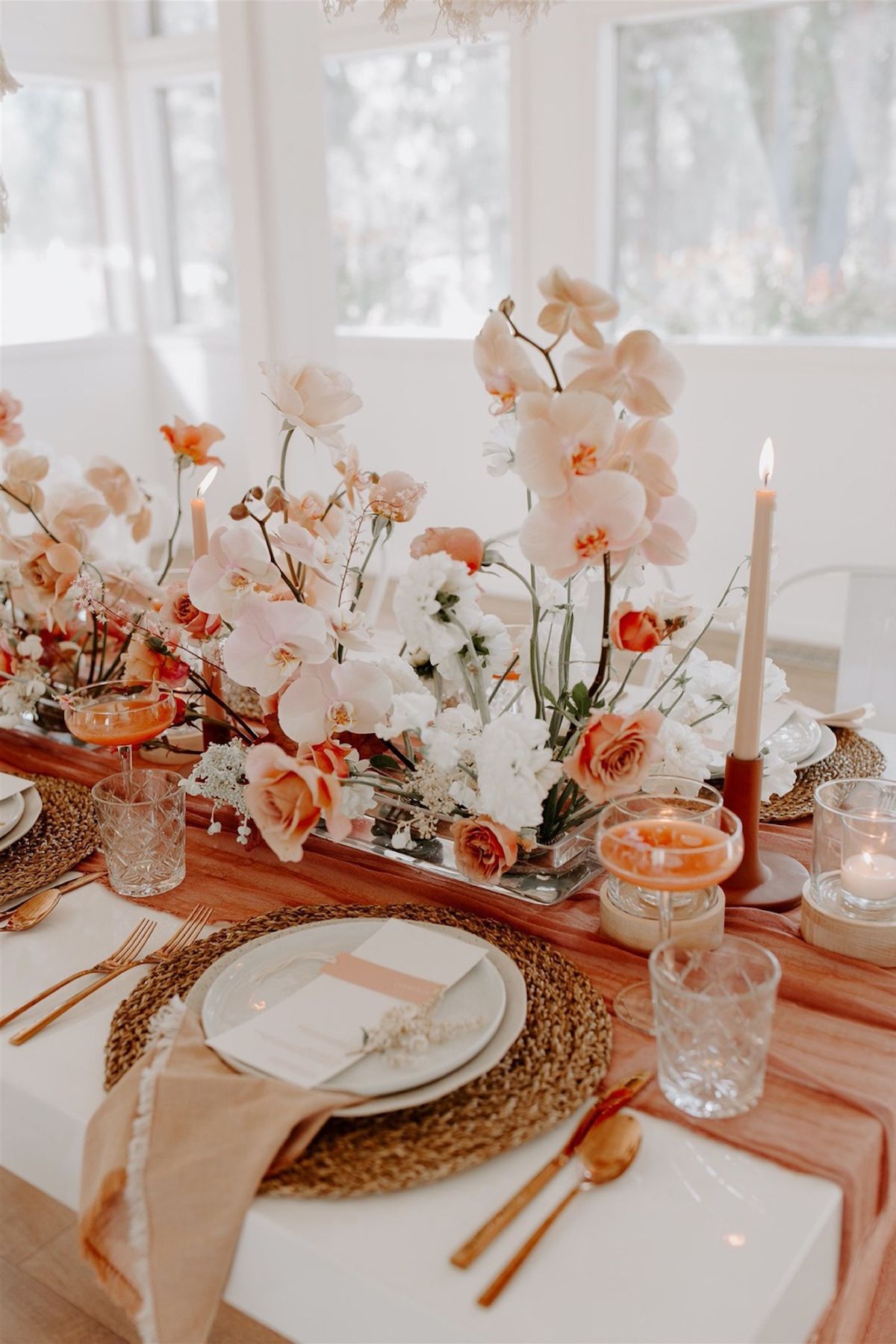 bohemian blush terracotta wedding reception