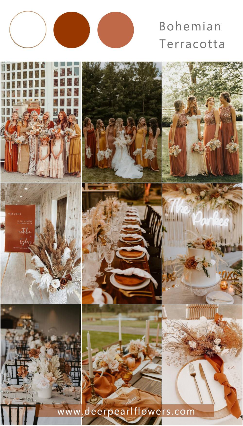 bohemian terracotta wedding color theme ideas