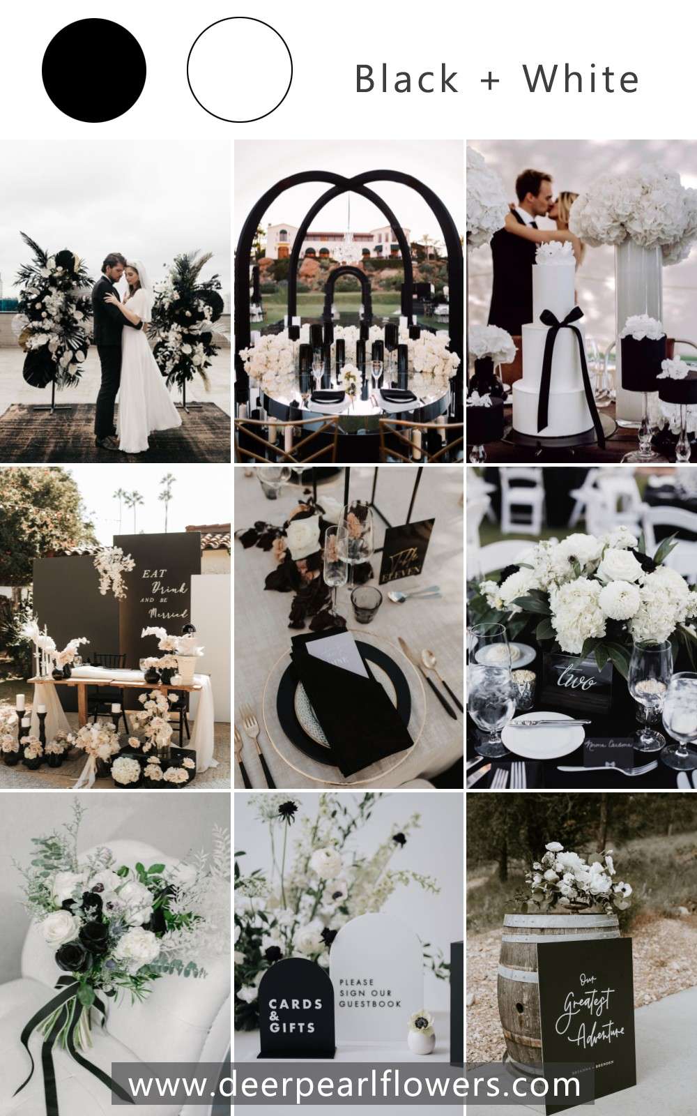 chic modern black and white wedding theme color