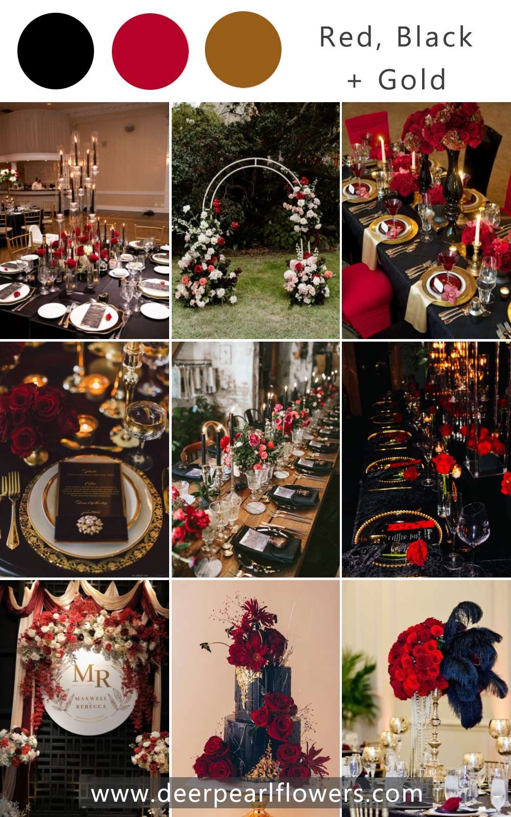 red black and gold wedding theme color palette