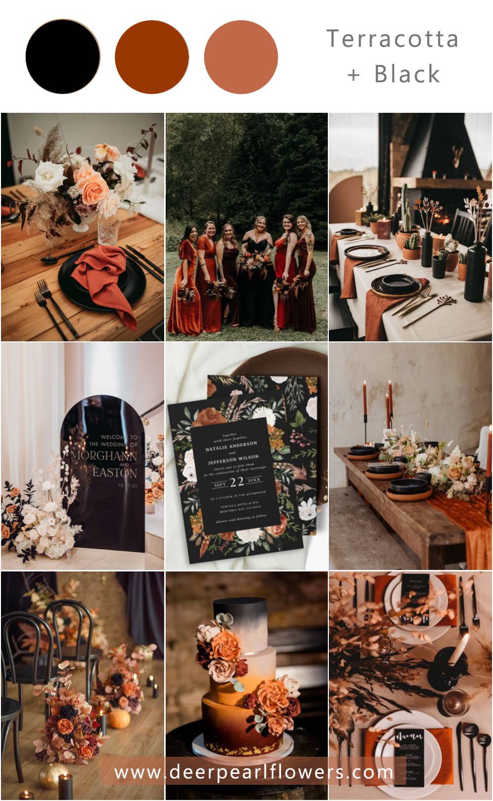 terracotta and black wedding color theme