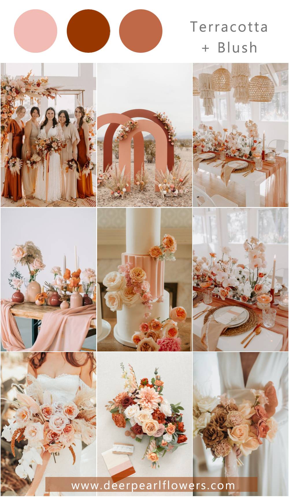 terracotta and blush peach wedding color theme ideas