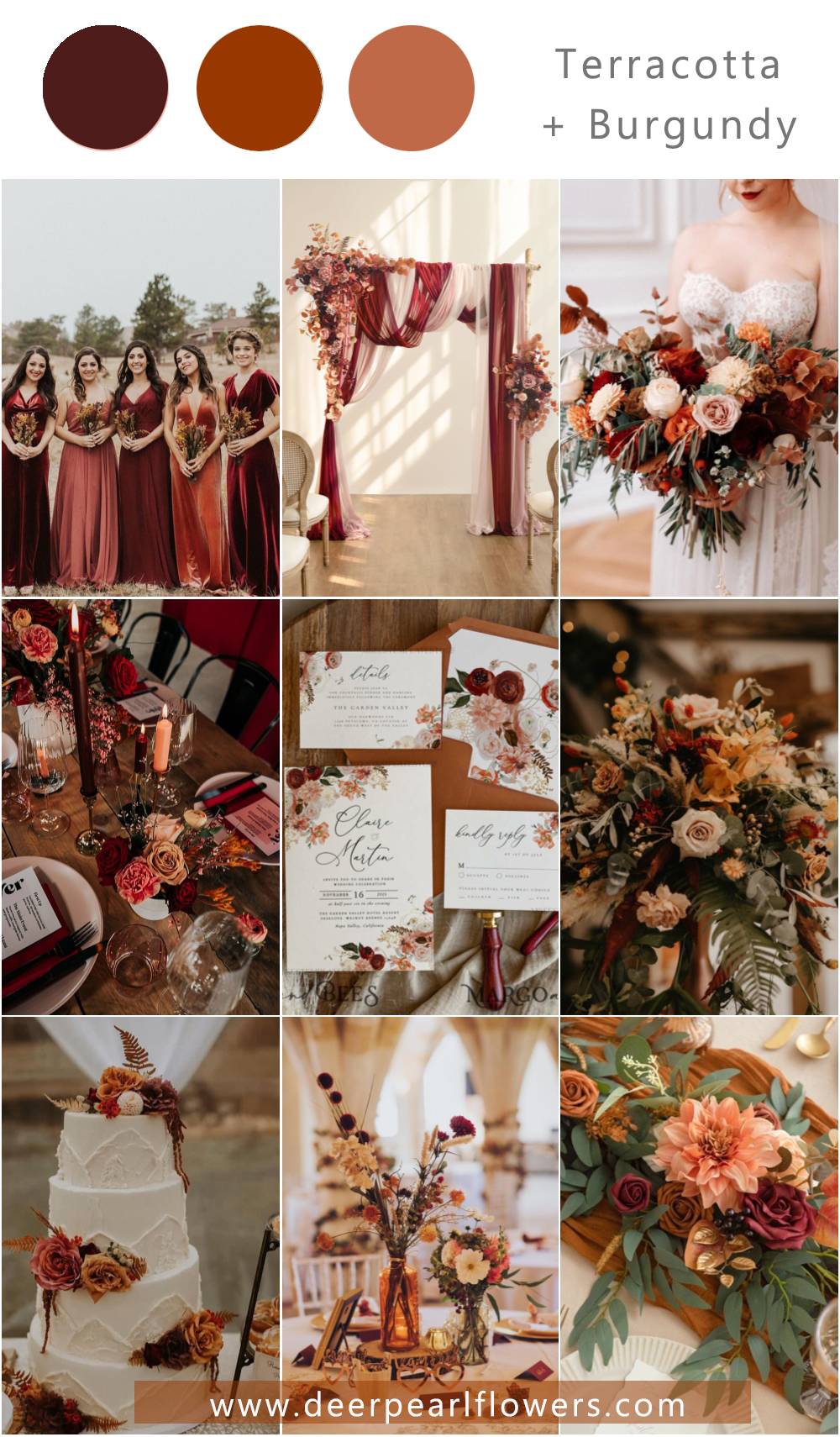 terracotta and burgundy wedding theme color