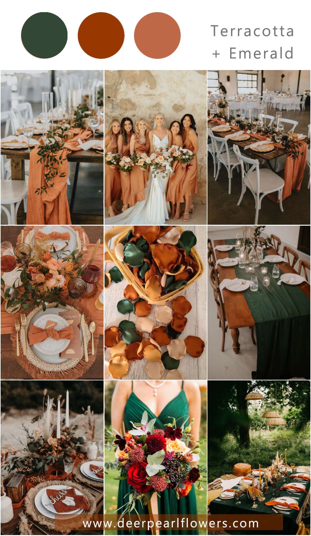 terracotta and emerald green wedding color theme ideas