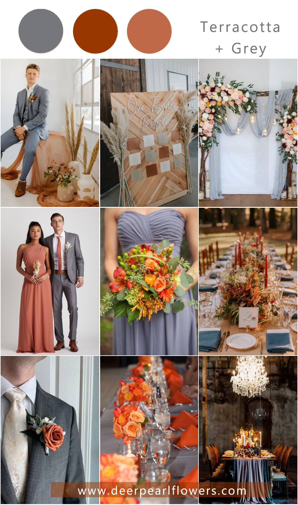 terracotta and grey wedding theme color ideas