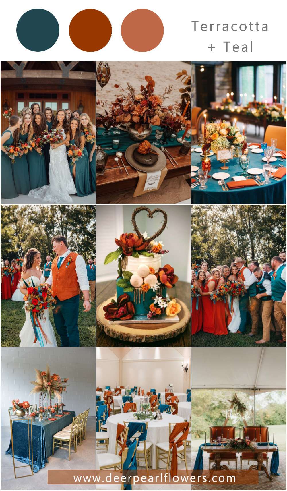 terracotta and teal blue wedding theme color