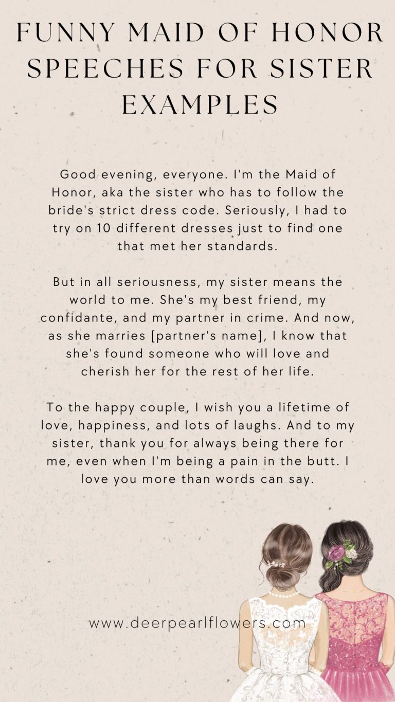 sample maid of honor speech for little sister