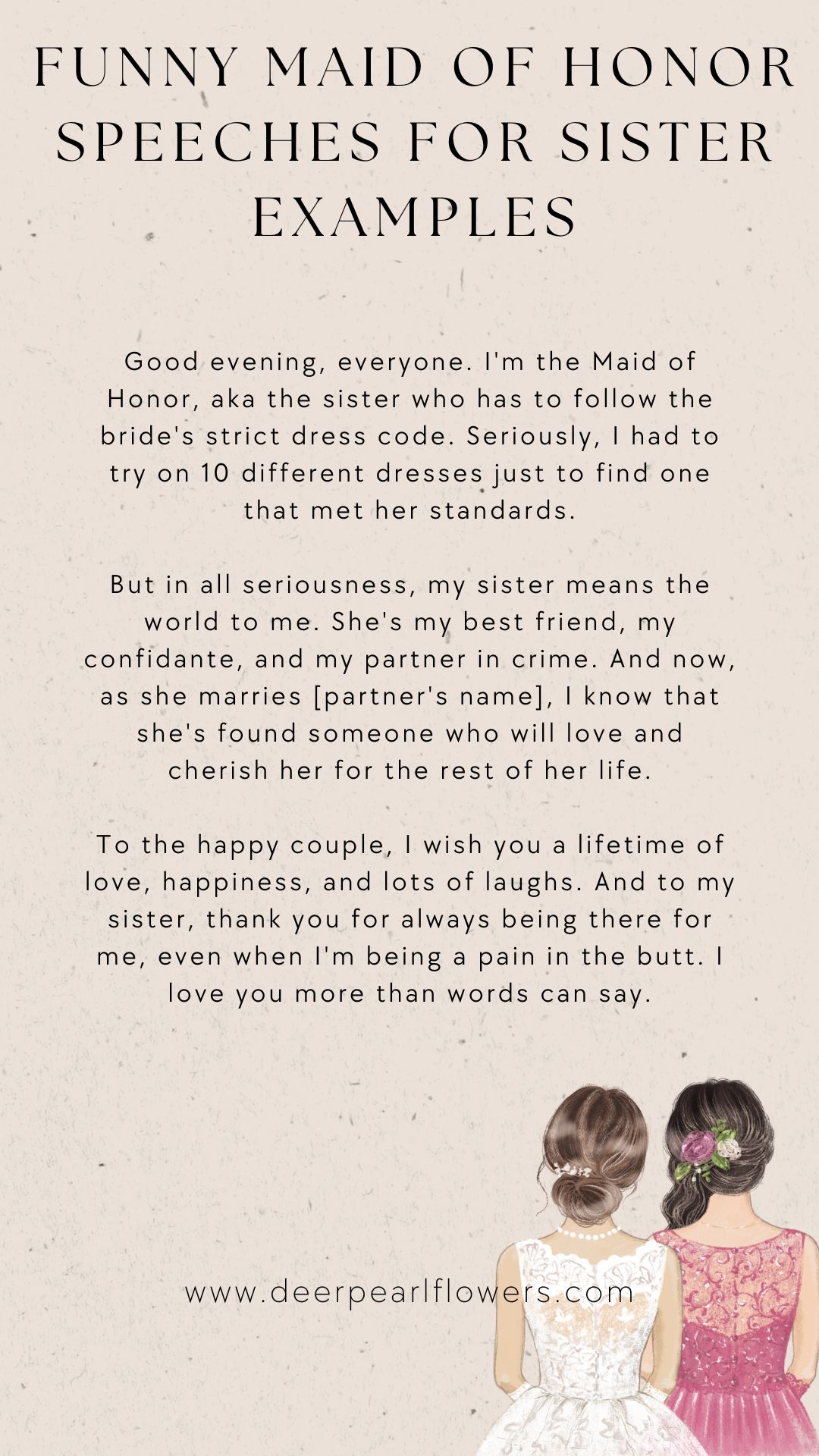 sample maid of honor speech for sister