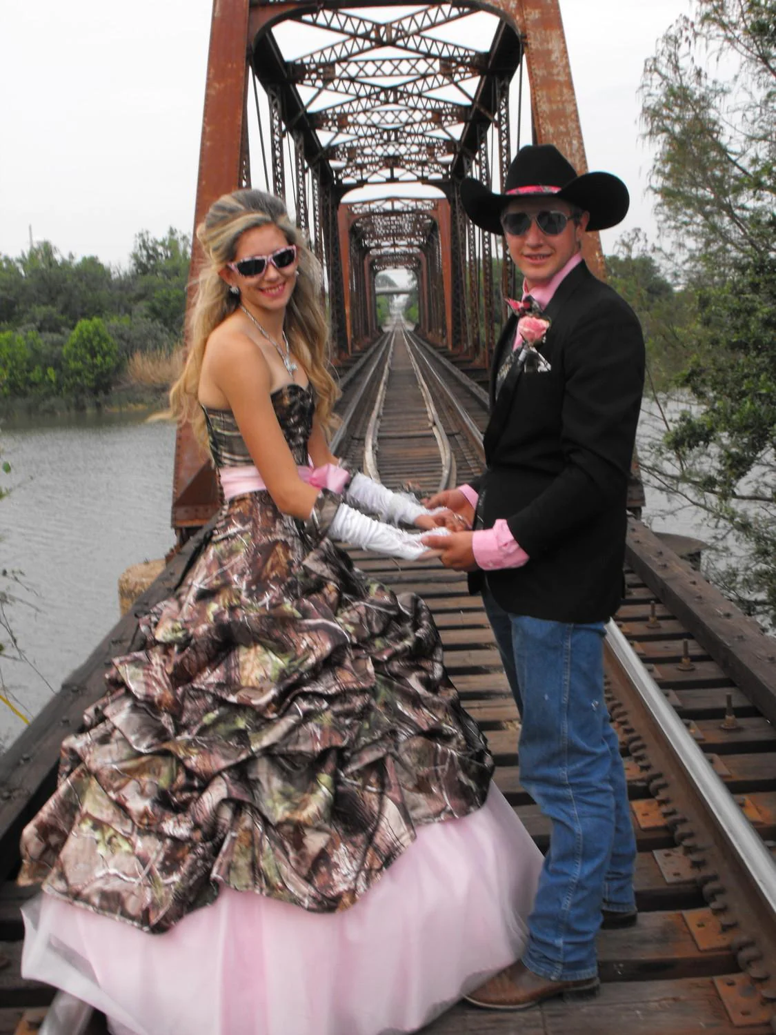Pink Camo Wedding Dress Sweetheart Drapped Ball Gown