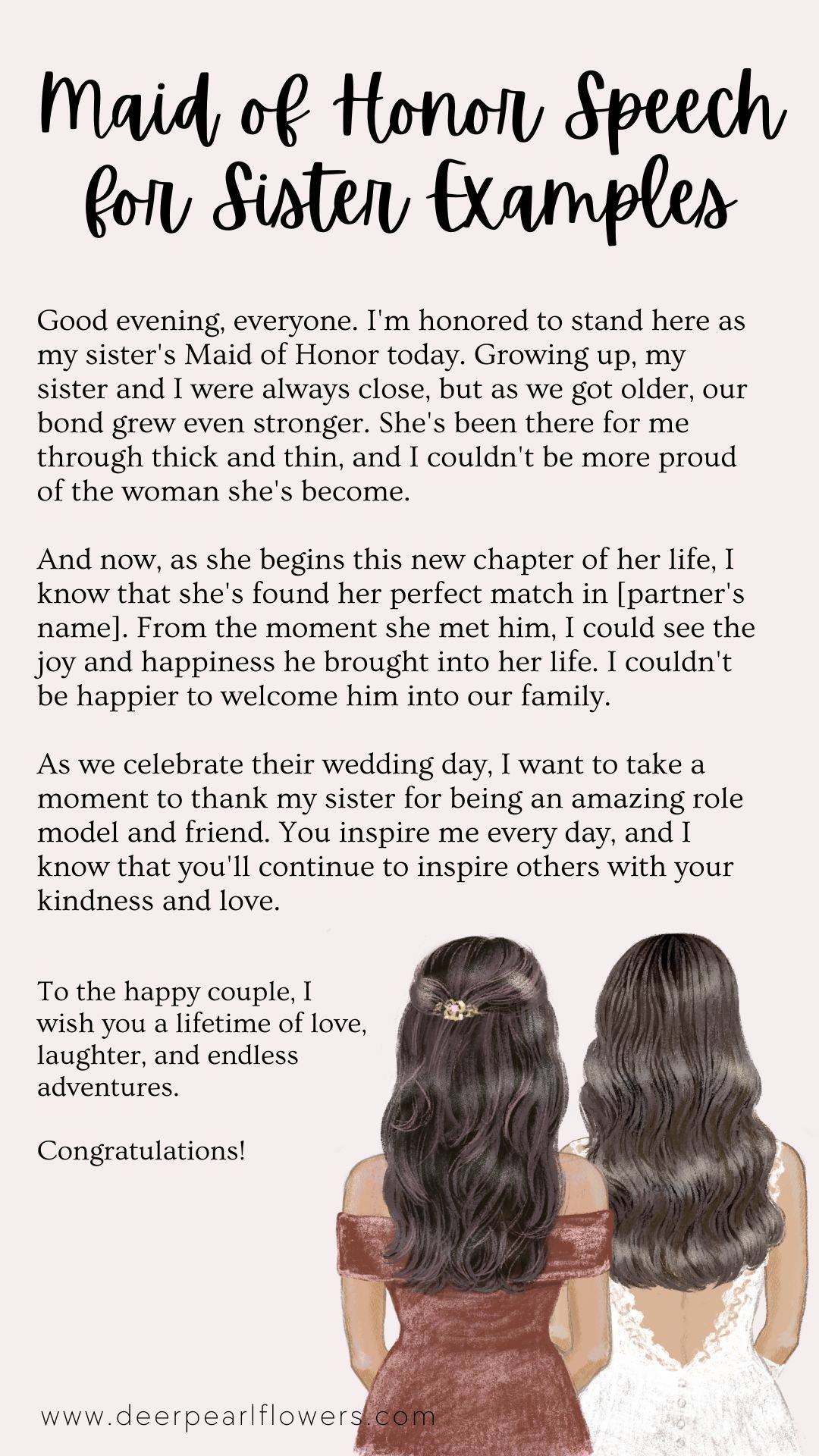 writing maid of honor speech for sister