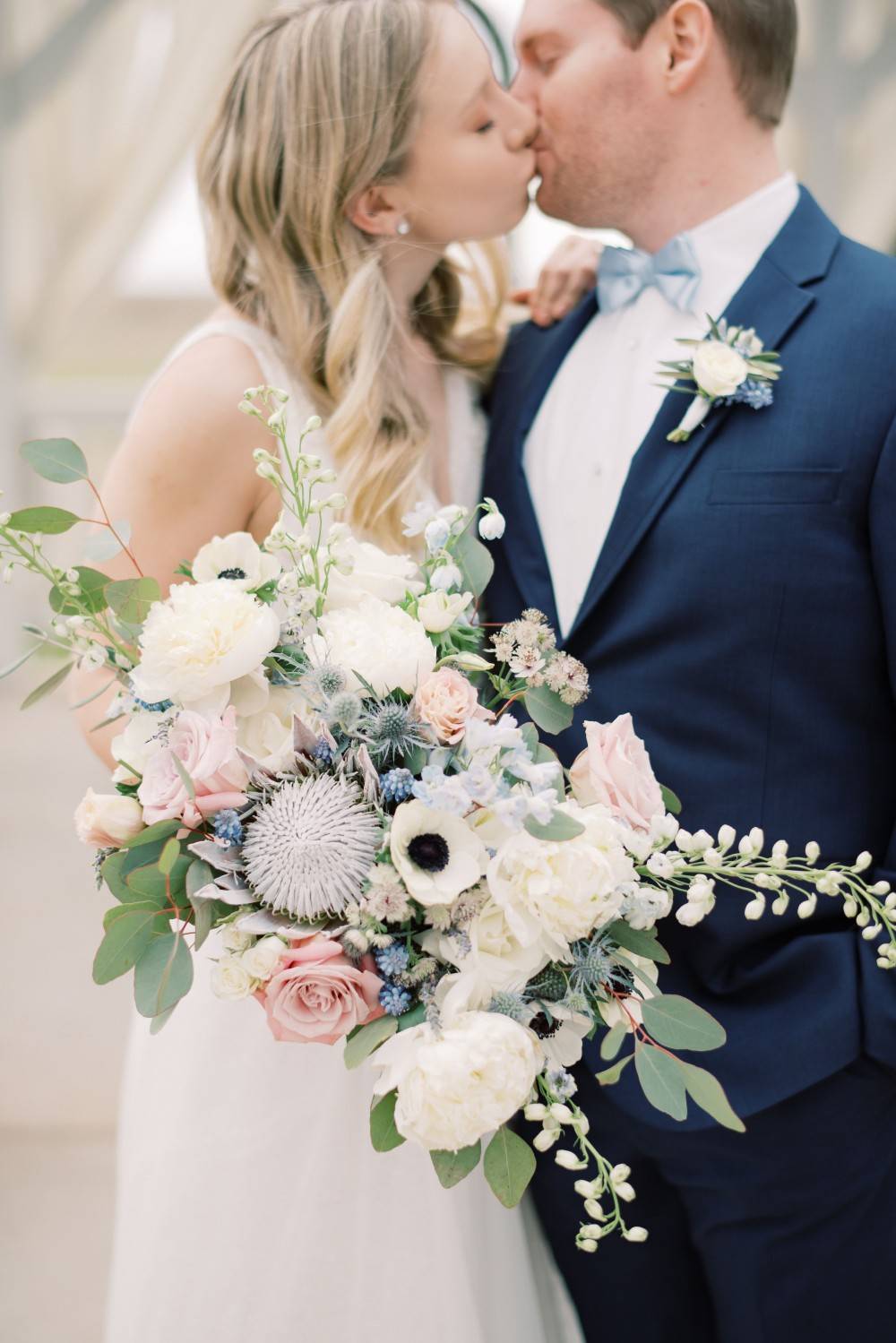 White Penoy and Protea Bridal Bouquet