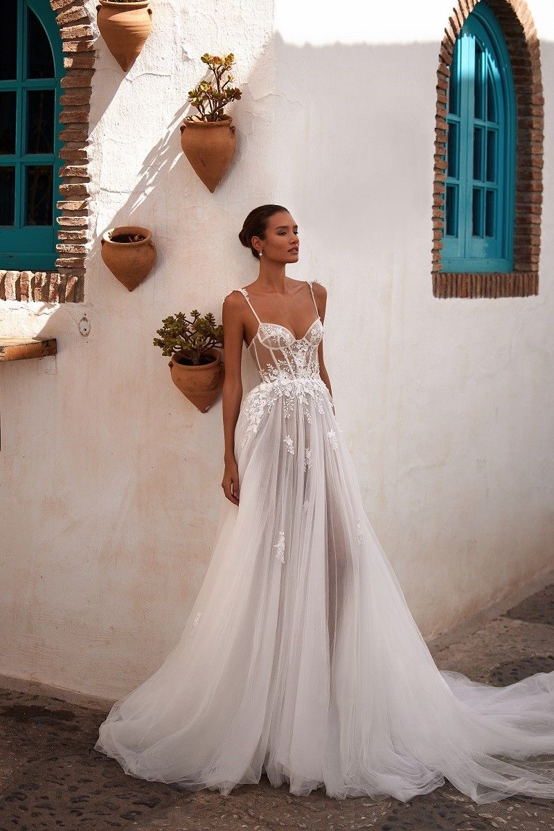 beach lace sheer bridal dress julievino MB23-13-2
