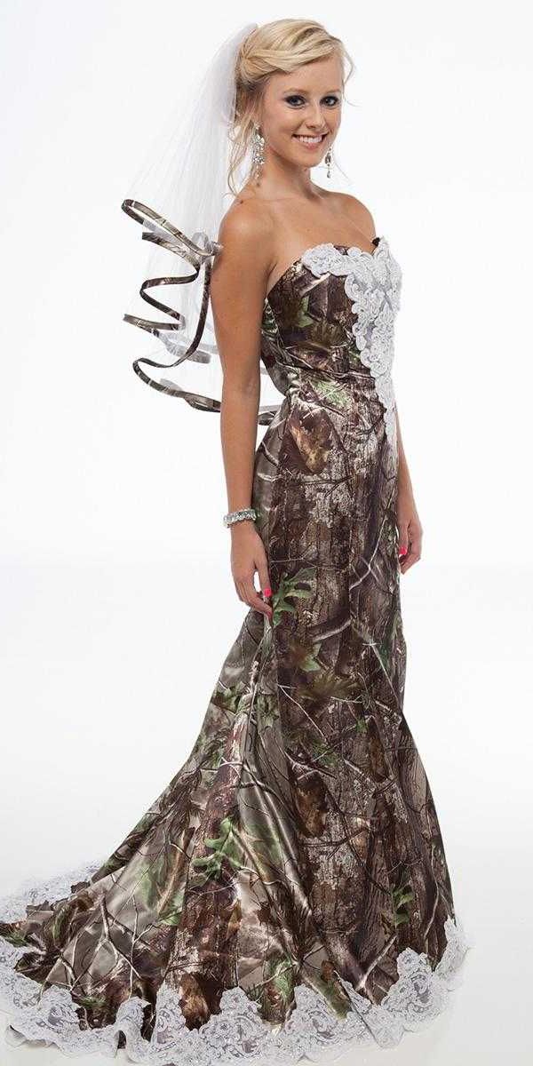 camo wedding dresses mermaid strapless camouflage real tree