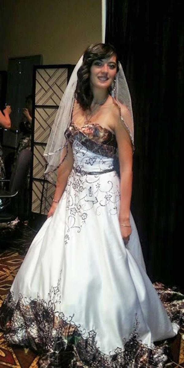 cheap camo wedding dresses a line strapless white a touch of camo