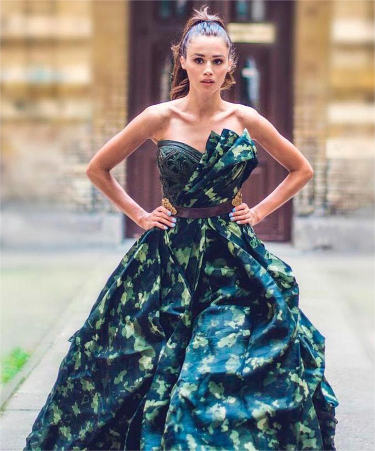 country blue and green camo wedding dresses shantanunikhil