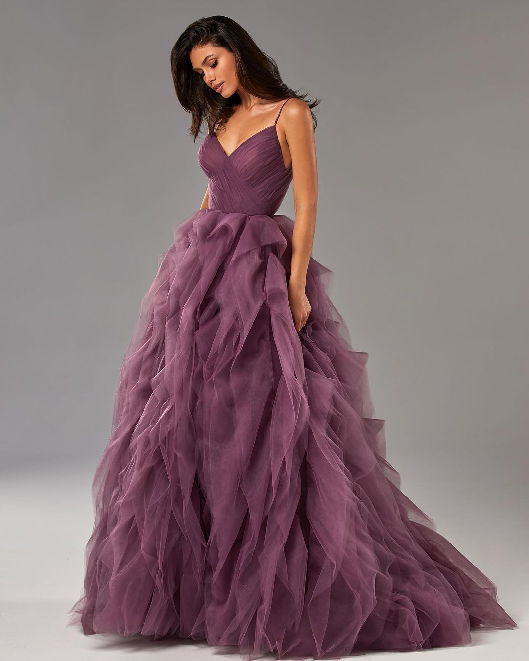 dark puple plum wedding dress aline ball gown