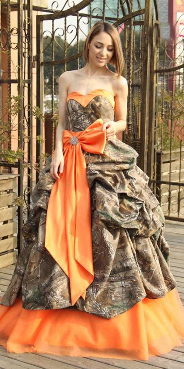 orange camo wedding dresses a line strapless