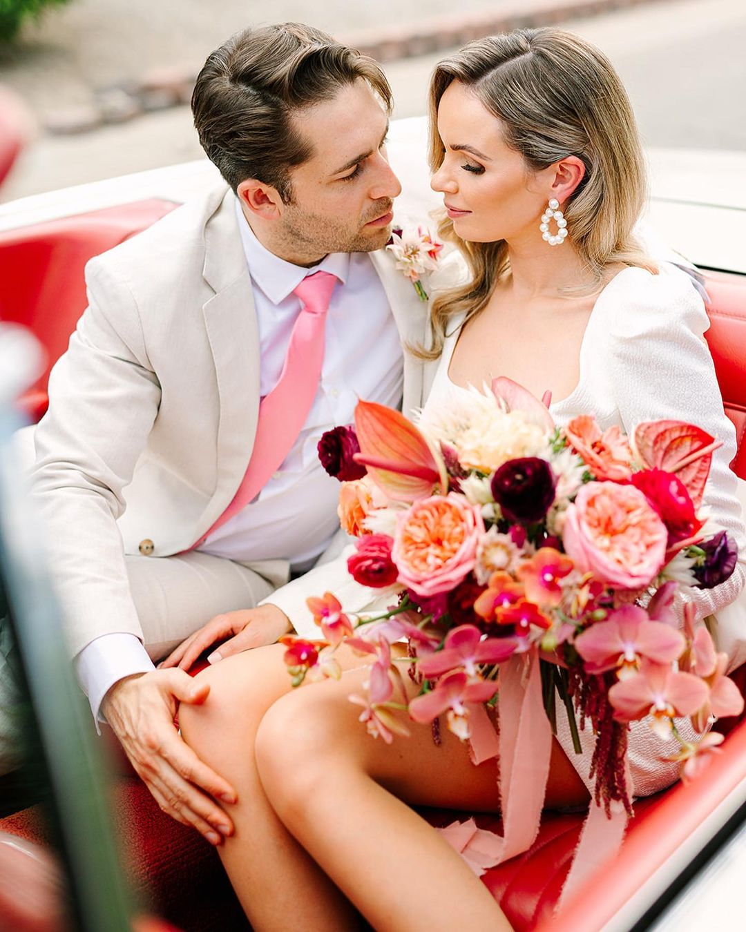 pink orchid anthurium bridal bouquet