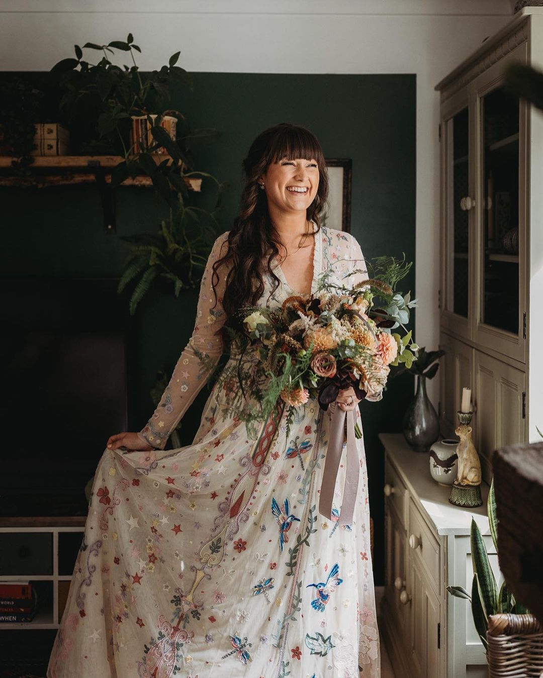plus size long sleeves floral bridal dress whimsicalwonderlandweddings