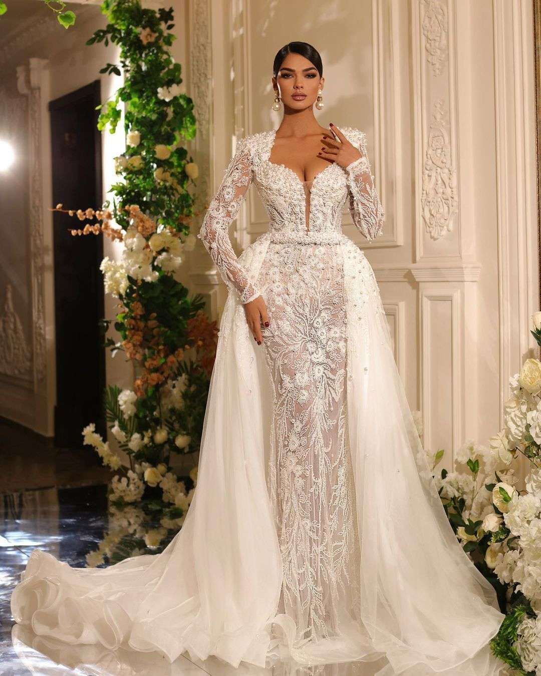 sexy long sleeve lace wedding dress with removable skirt vlorakaltrina