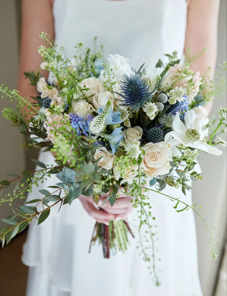 Blue and Green Wildflower Wedding Bouquet