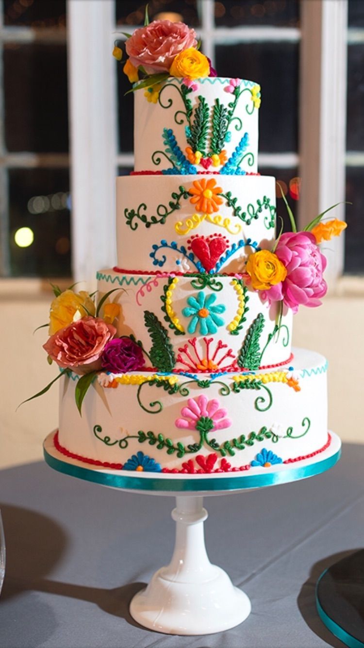 Mexican Embroidery Wedding cakes design