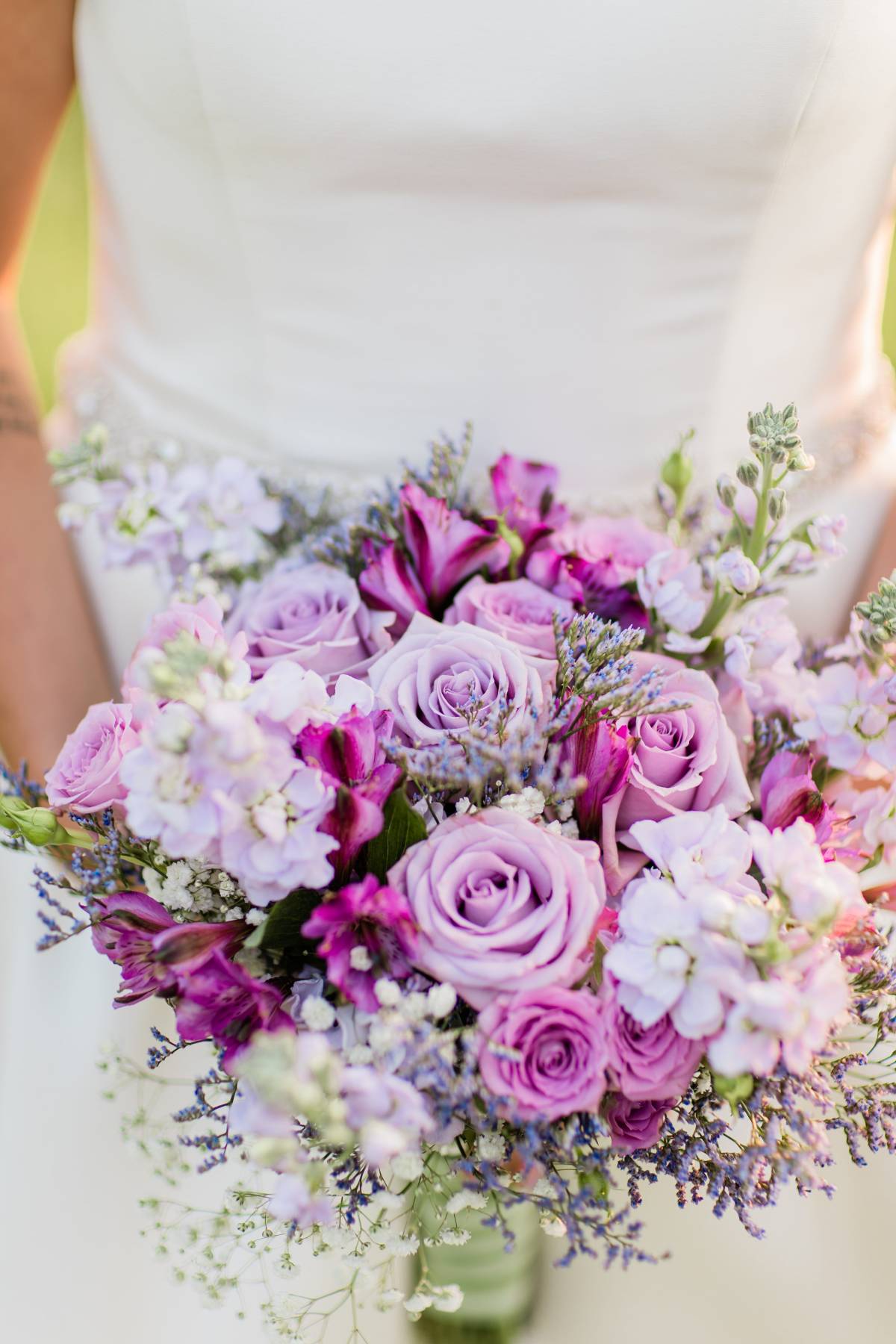 Spring Blush and Lavender Rose Wedding Bouquet