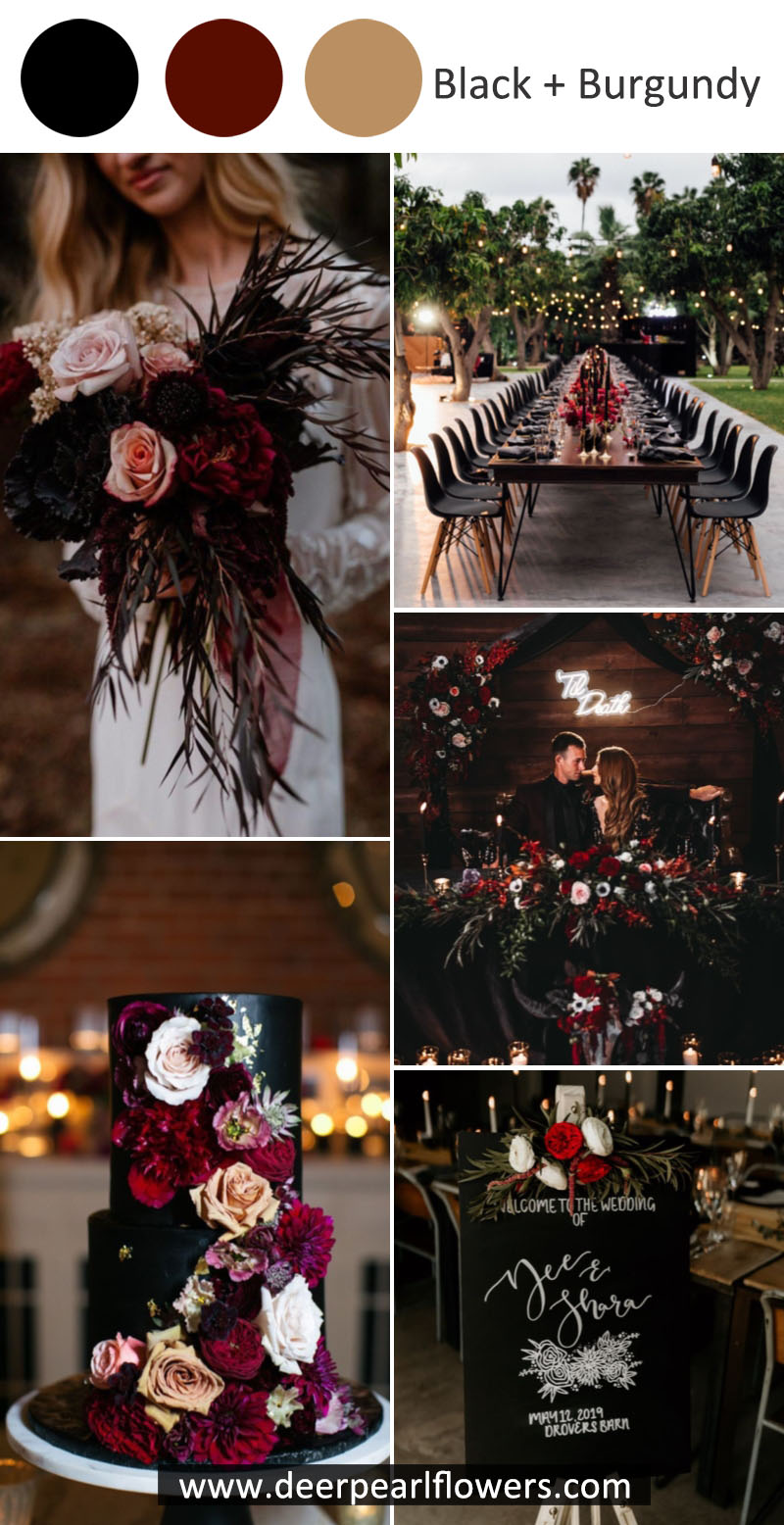 black and burgundy wedding color idea