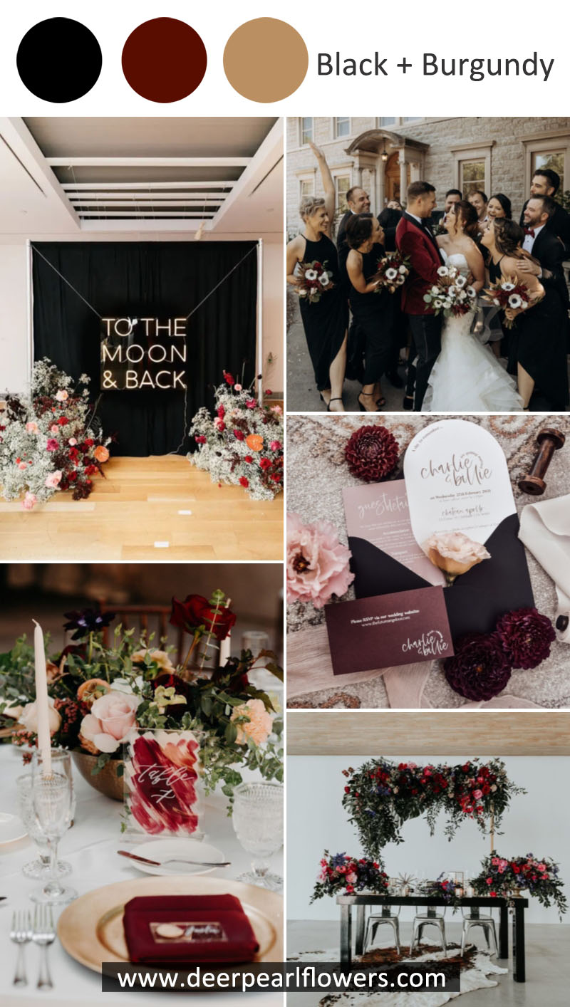 burgundy black wedding theme idea