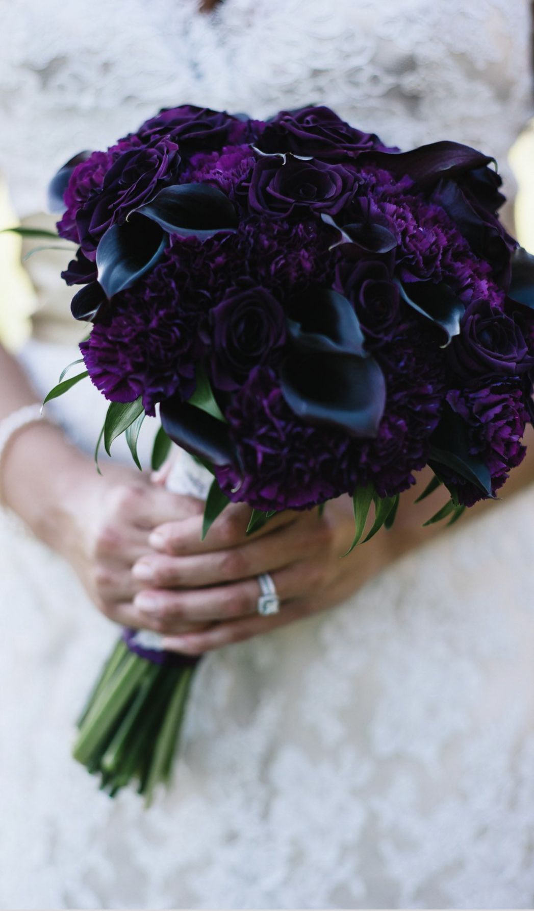 deep purple and plum cally lily wedding bouquet