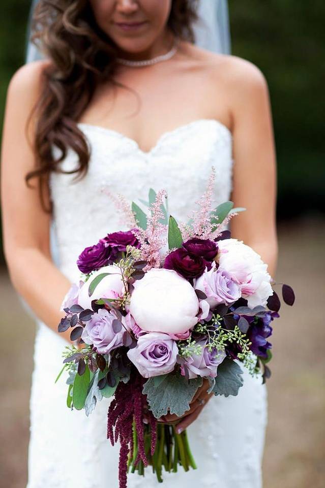 lavender roses blush peony and plum purple wedding boquuet