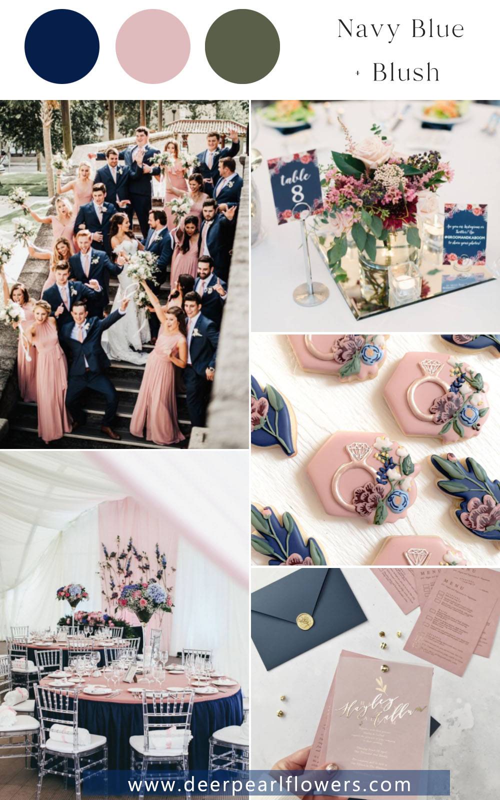 navy blue and blush pink wedding color ideas