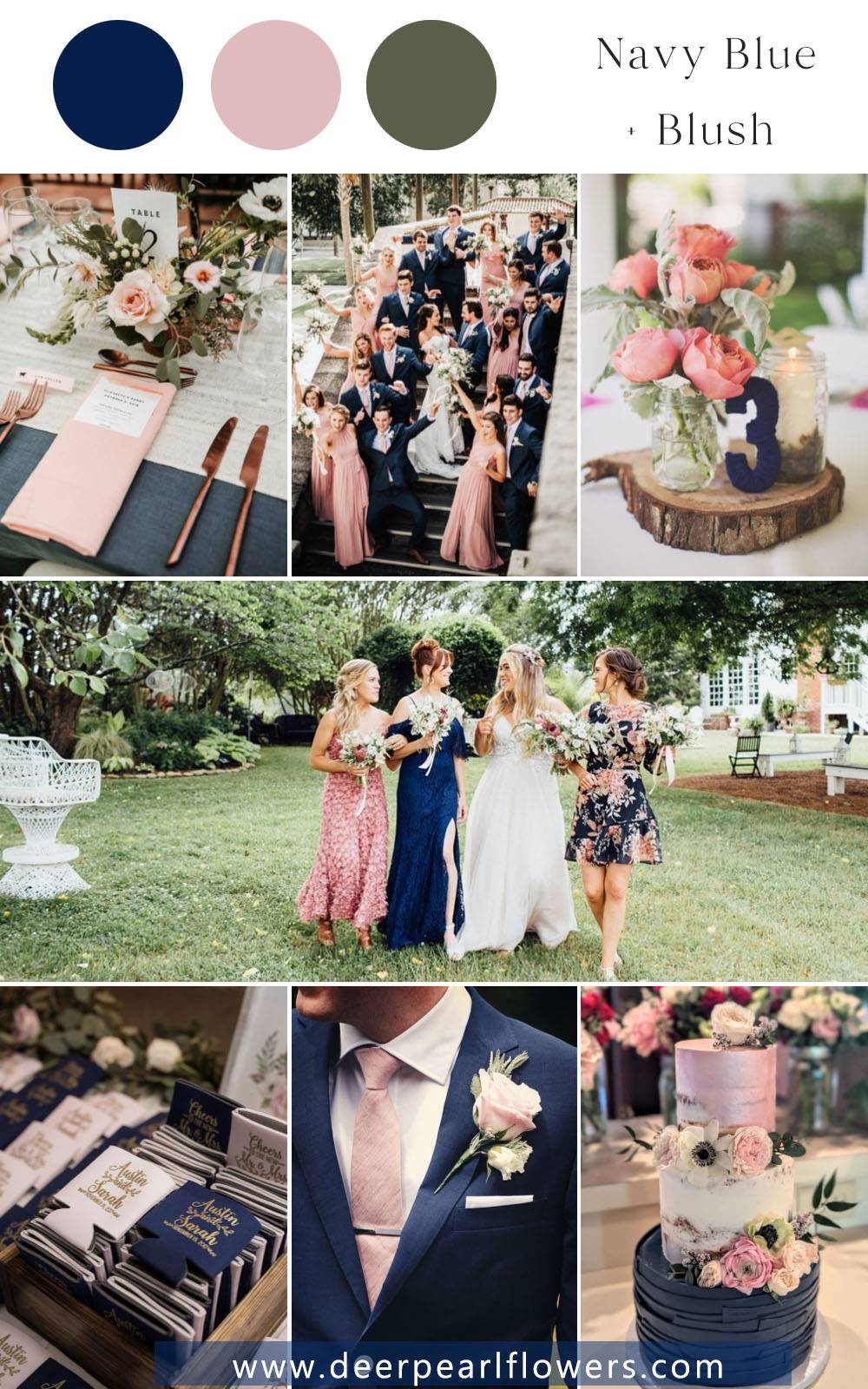 navy blue and blush wedding color schemes