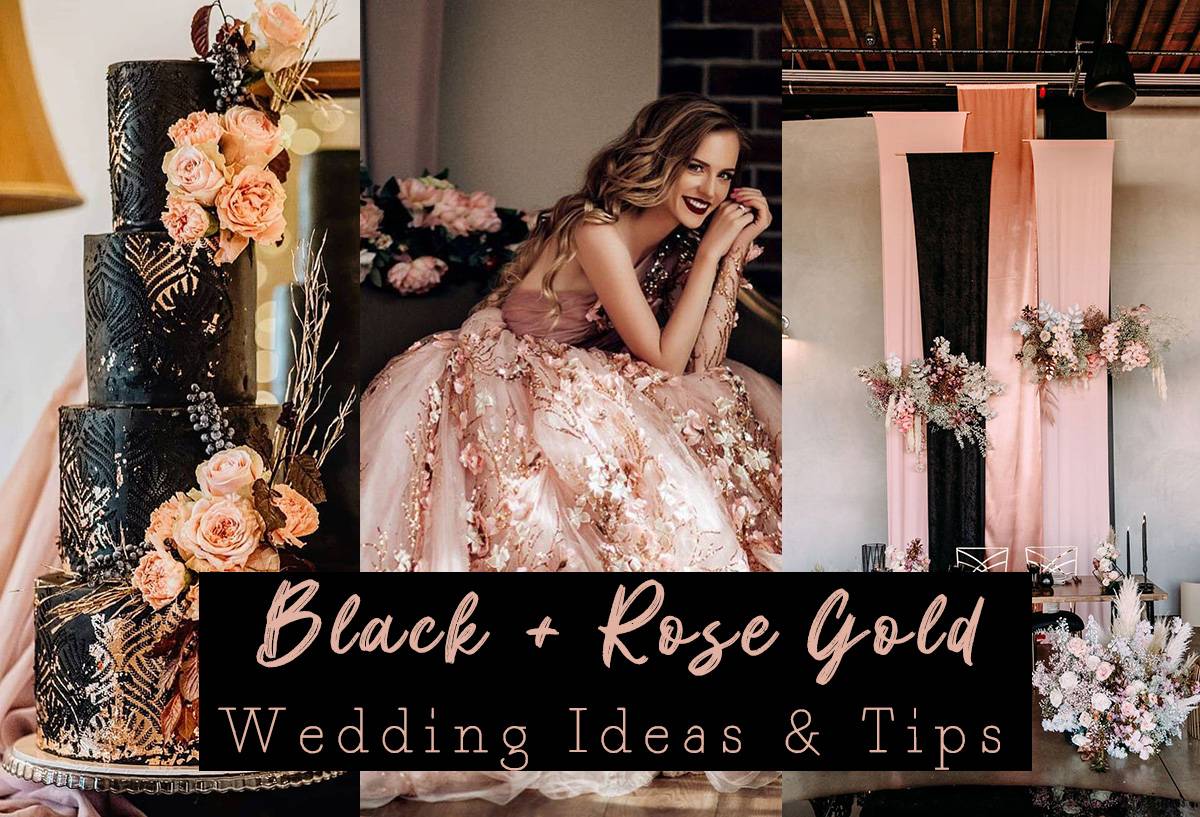 rose gold n black wedding theme