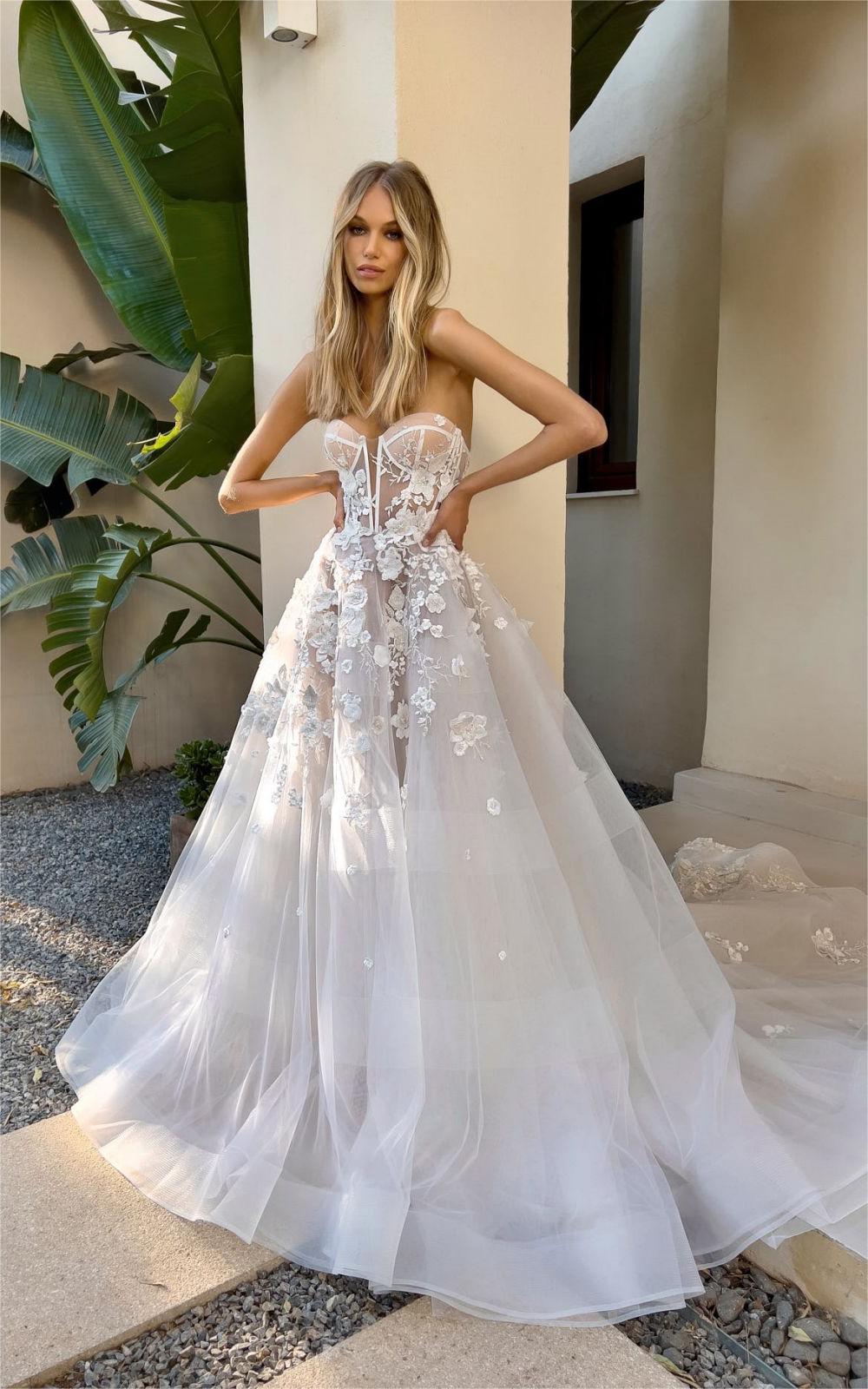 strapless aline summer wedding gown