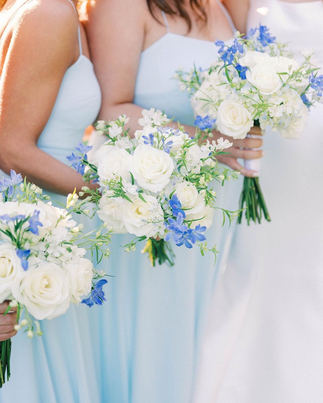 summer blue wedding bouquet via partiesalacarte