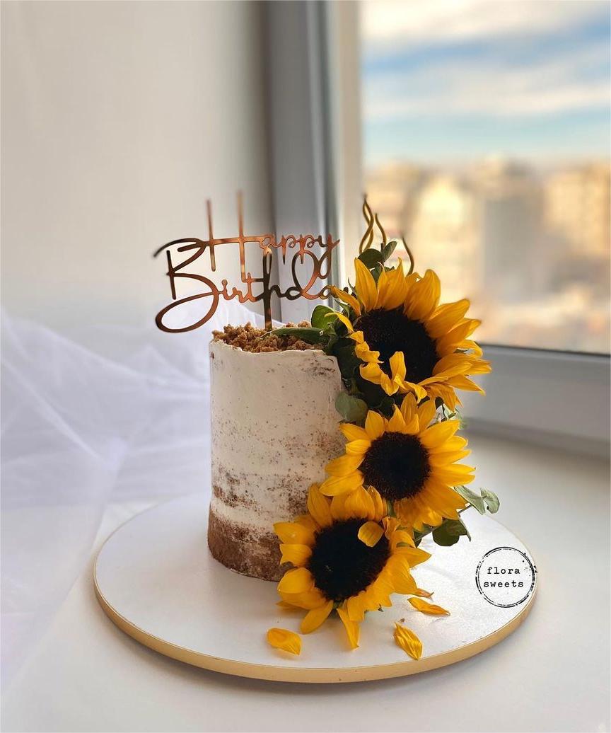 sunflower semi-naked groom cake via flora___sweets