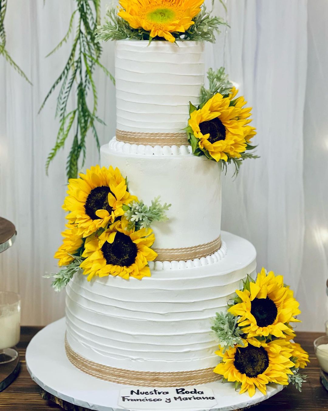 sunflower wedding cake_three tier buttercream cake titascakes