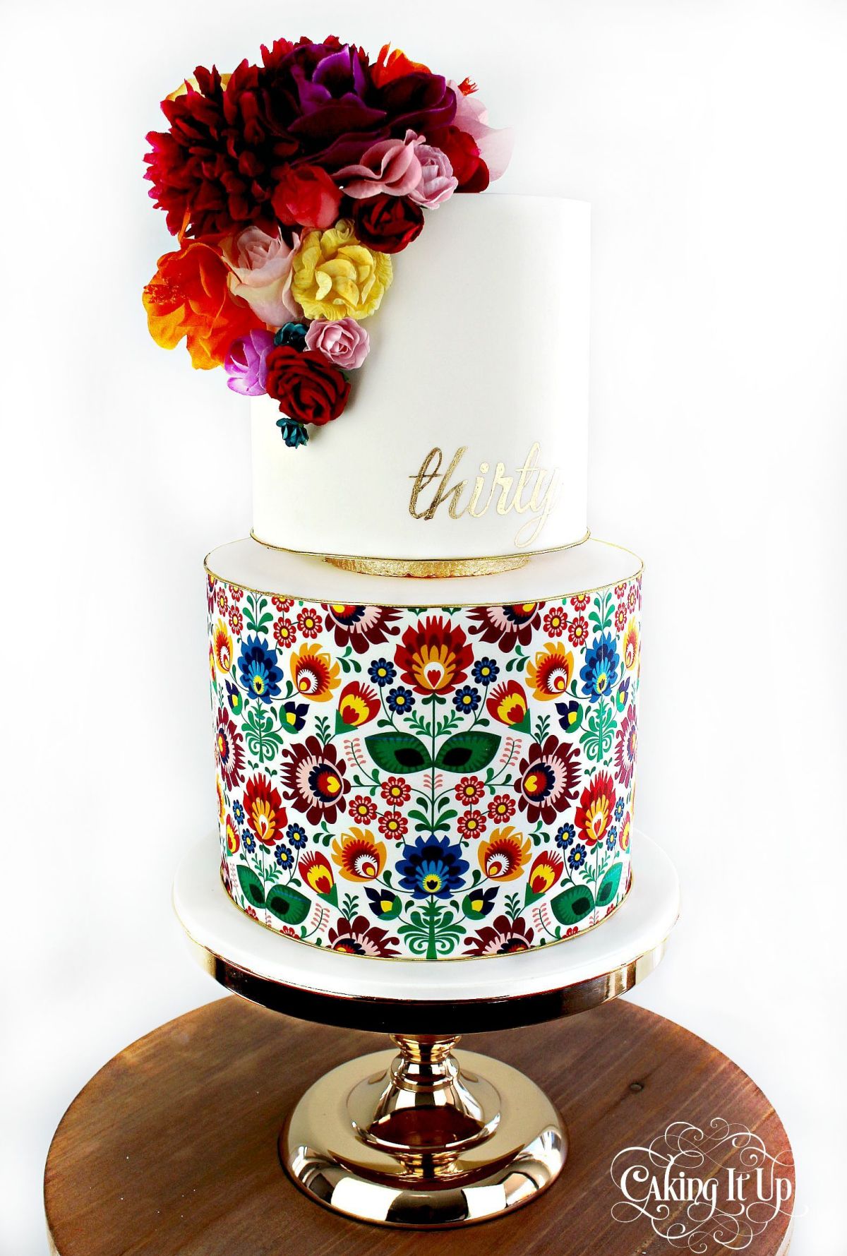 two tier colorful mexican wedding cake