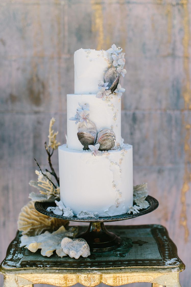 Beach Wedding Cakes with Oysters