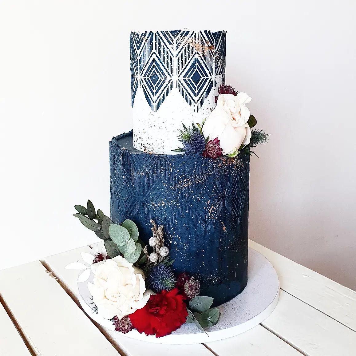 Indigo blue two tier wedding cake via tereza_pavlikova