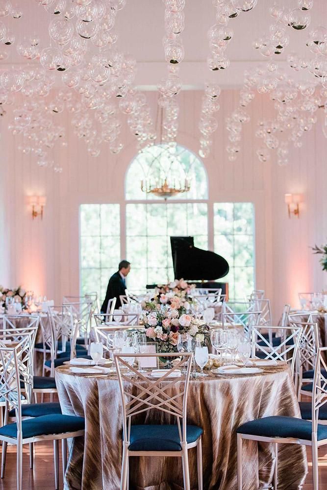 Rose Gold and Navy Wedding Reception Decor