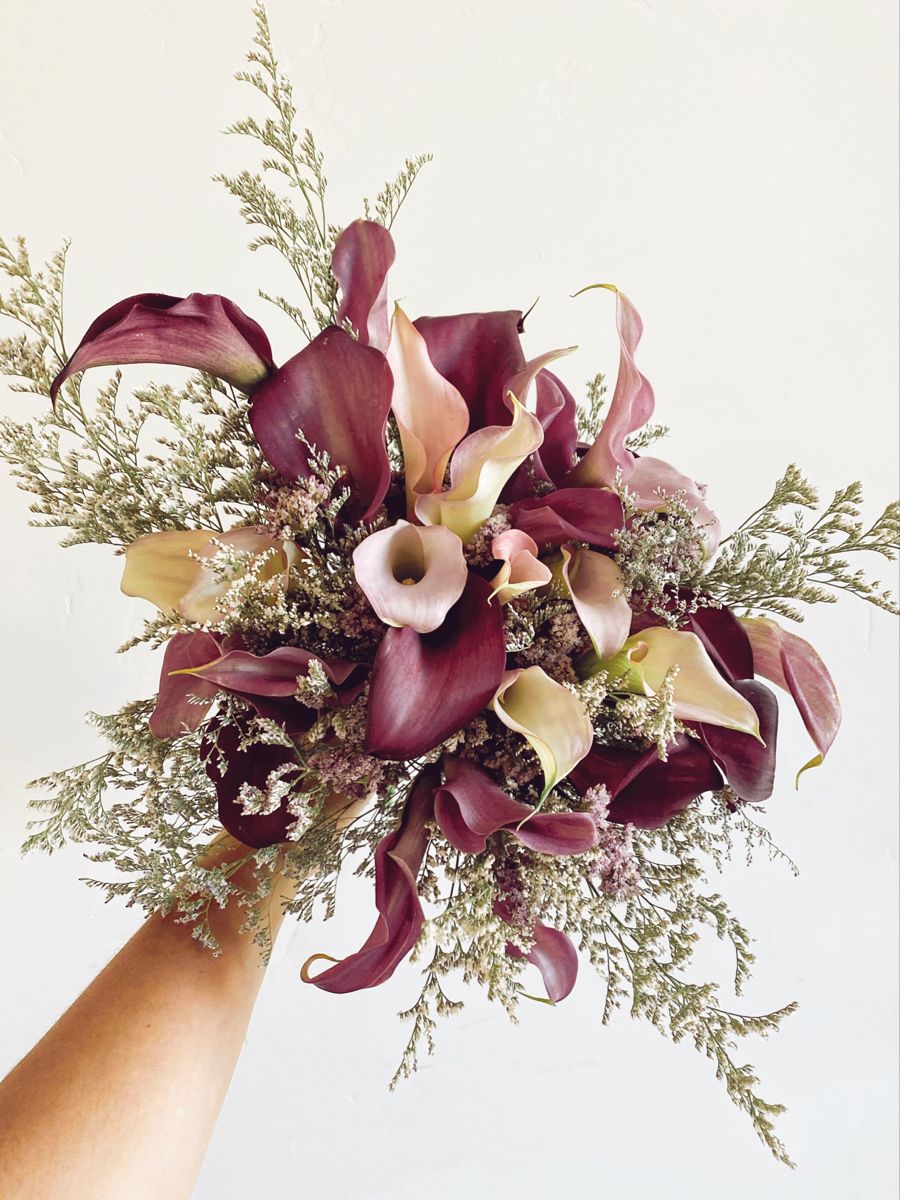 Rustic Bohemian Plum Calla Lily Bouquet